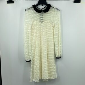 Cooperative cream lace black velvet collared dress Size Medium